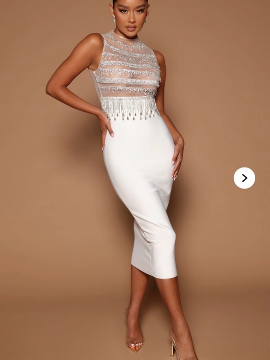 Fashion Nova Dresses & Skirts - Embellished Midi Dress in White